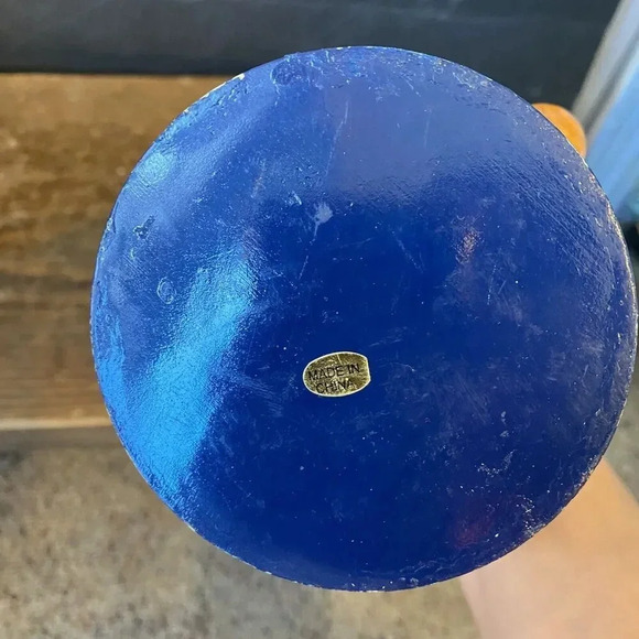 VTG Wooden Royal Palace Guard Nutcracker Soldier with Wood Hat Blue Red Uniform - Picture 5 of 5